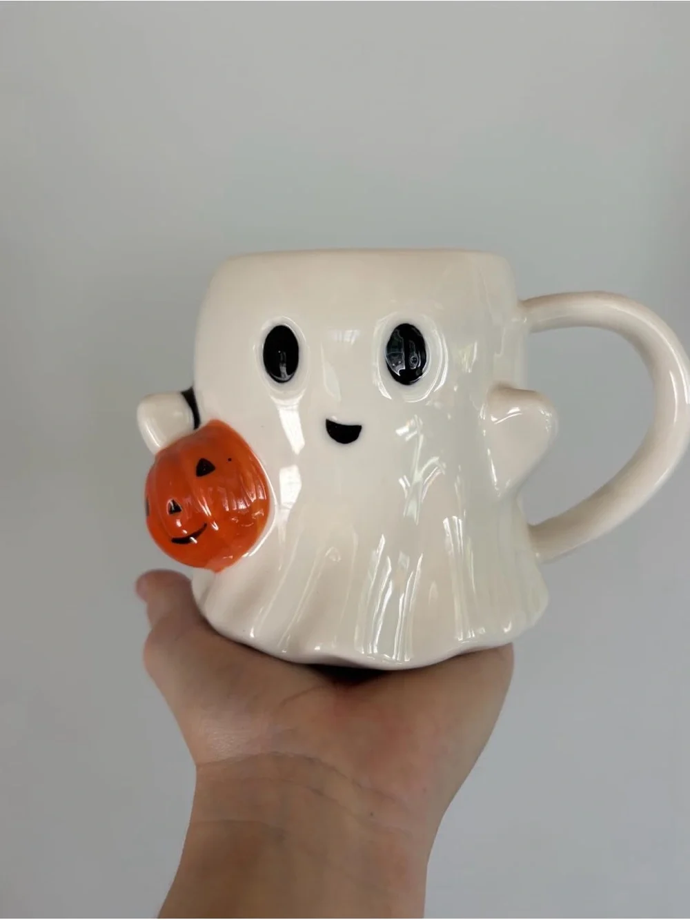 Halloween Ghost Coffee Mug with Pumpkin 14 oz ~ Spooky Fall Office Home Gifts
